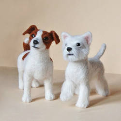 Needle felted dogs in progress