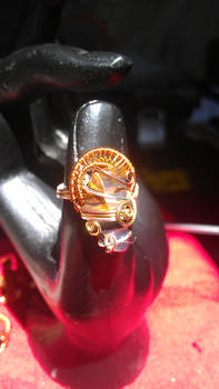 fire agate and copper ring