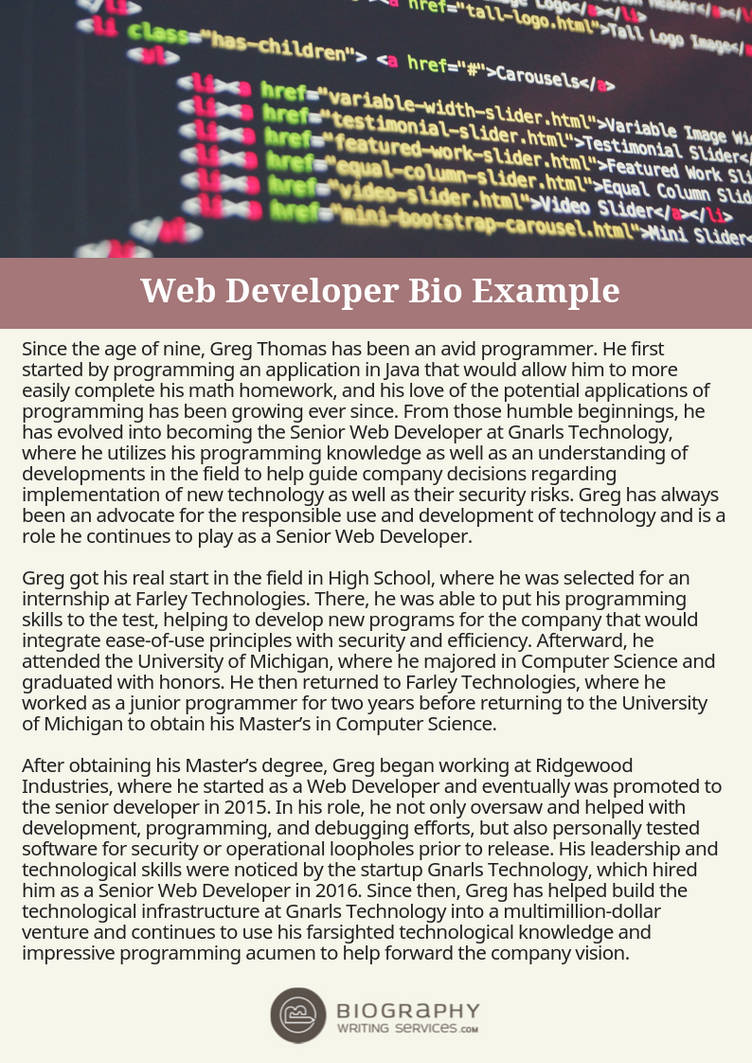 Web Developer Bio Example by Example-samples-018 on DeviantArt