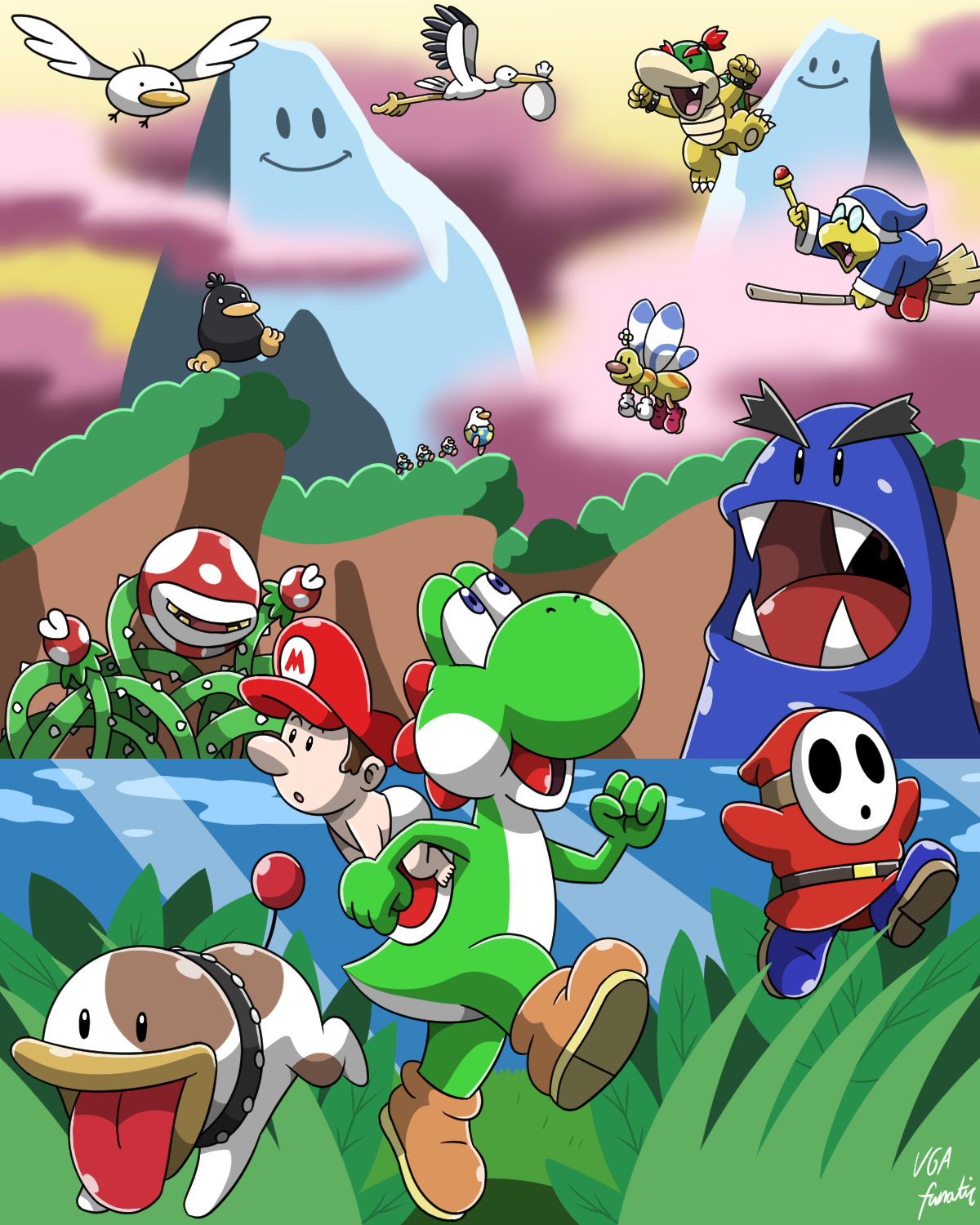 Yoshi Fandom Yoshi's Island Anniversary Print by VGAfanatic on DeviantArt