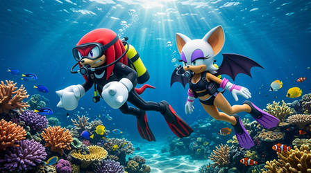 Knuckles and Rouge scuba diving 2