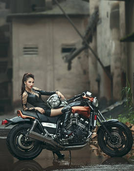 leather motor girl