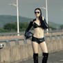 leather motor girl