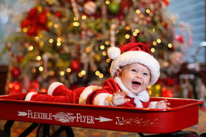 Baby Santa in a Wagon
