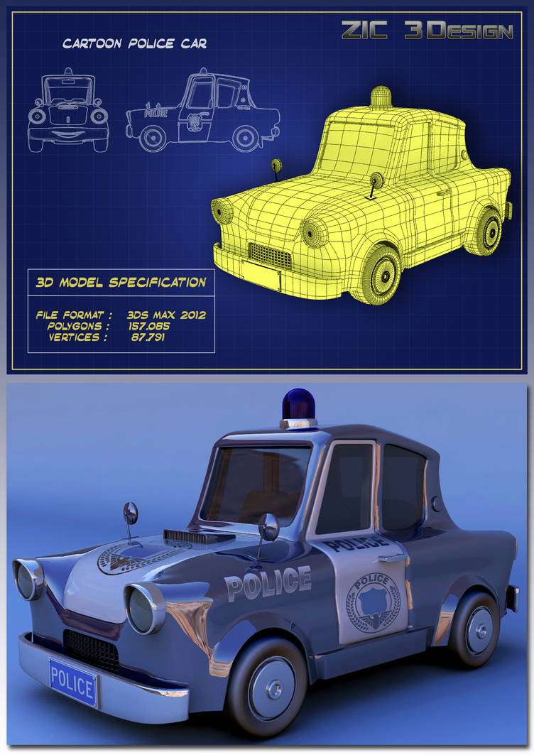 Cartoon police car by ZICIONEL on DeviantArt