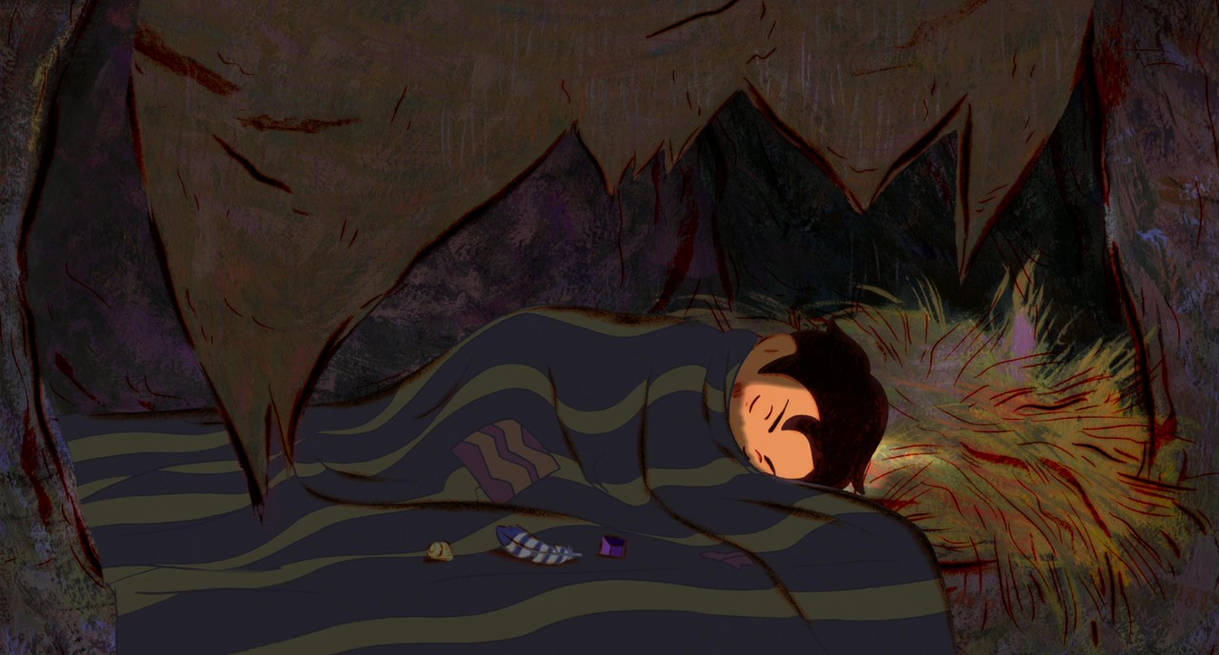 A character relaxing on a grasse mat, emphasizing the carefree nature of the concept