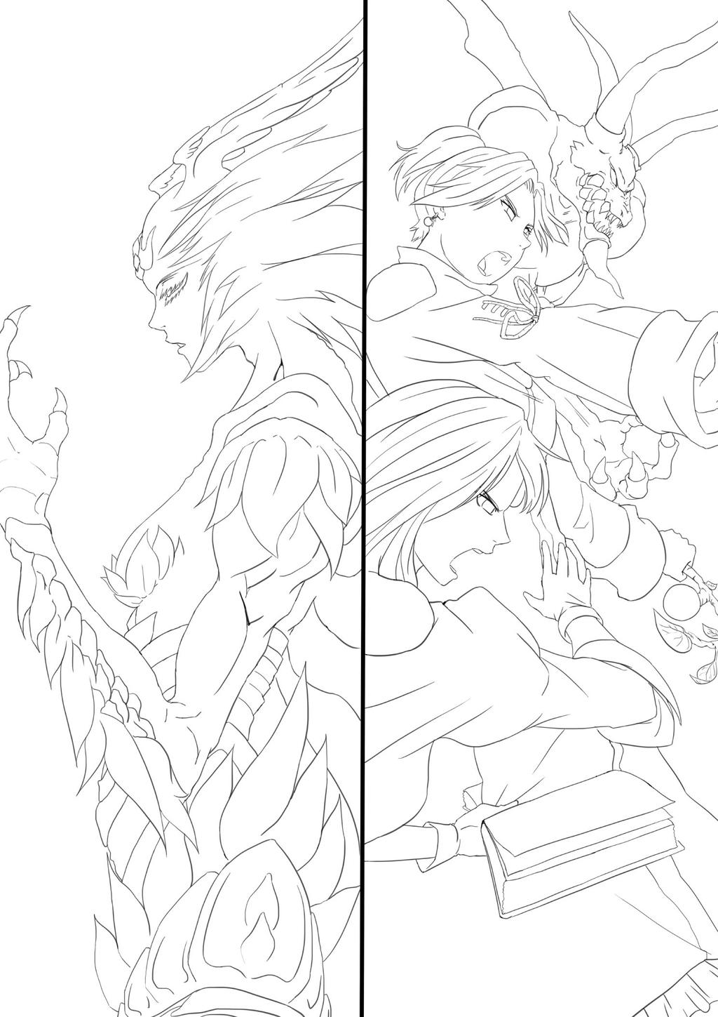 FFXIV ARR Fanart - Garuda WiP - Lineart