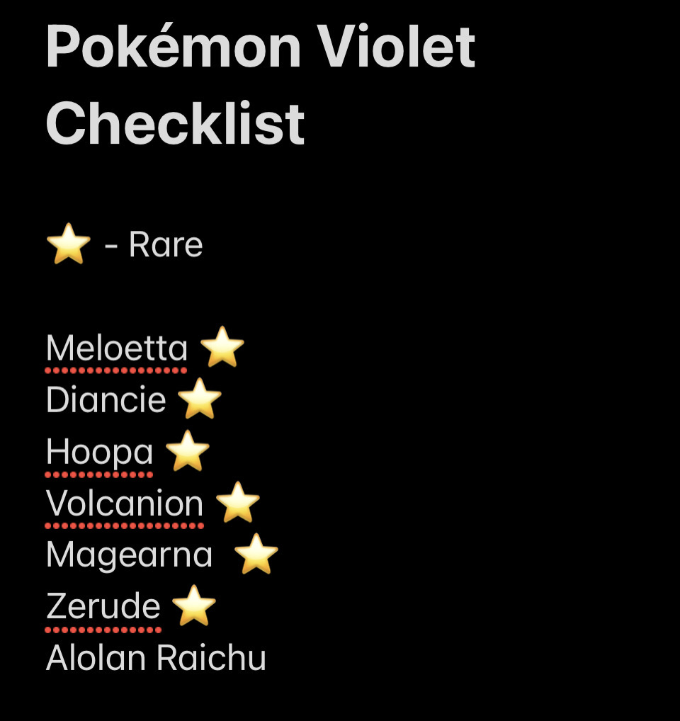 ✨ ?  Pokemon Shiny Checklist