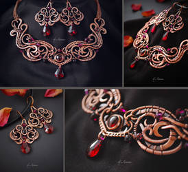 Necklace and earrings Enchantment of passion