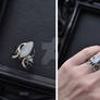 Moonstone fantasy engagement ring 6 1/2