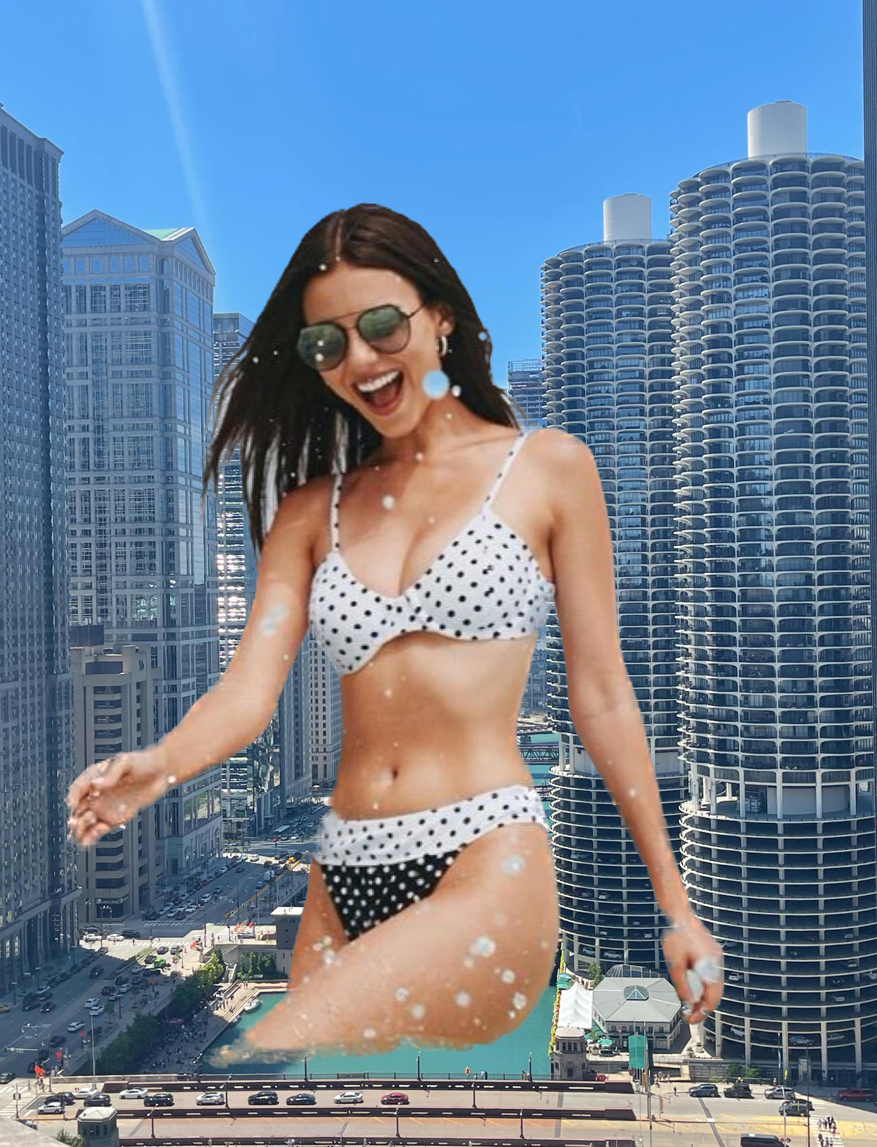 Giantess Victoria Justice cools off in Chicago by smurfaccount78 on