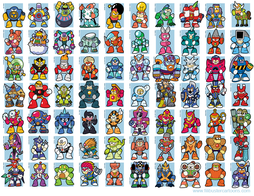 Mega Man bosses, 1-8 by jjmccullough on DeviantArt