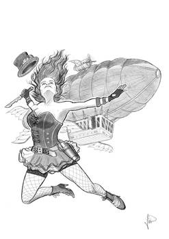 Steampunk girl jump