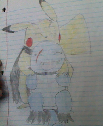 Pikachu hugs Squirtle Request