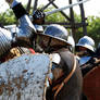 Medieval man-at-arms clashing