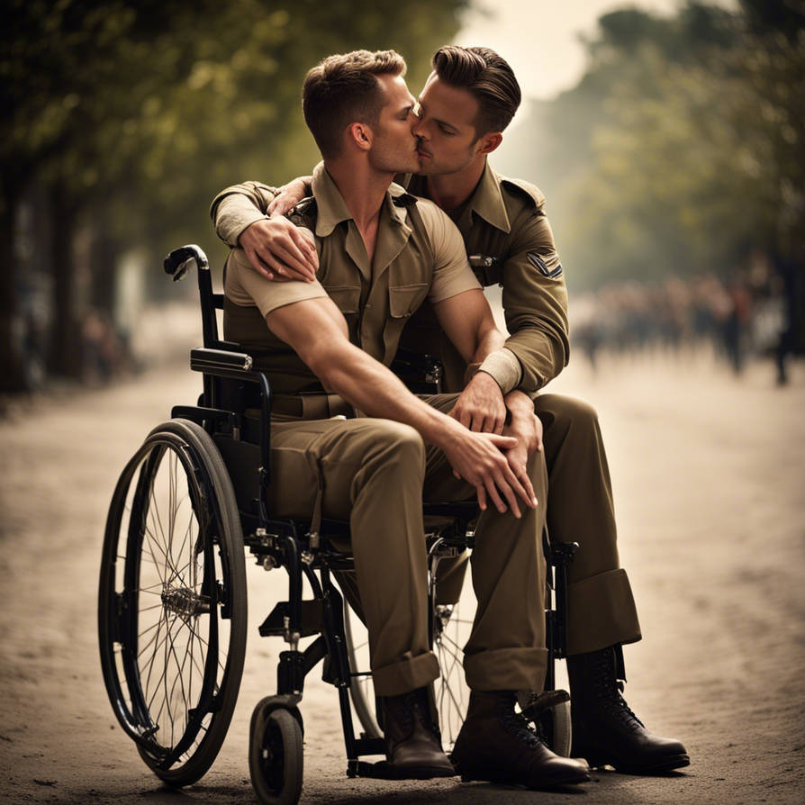 A sexy, handsome model, militari severely crippled
