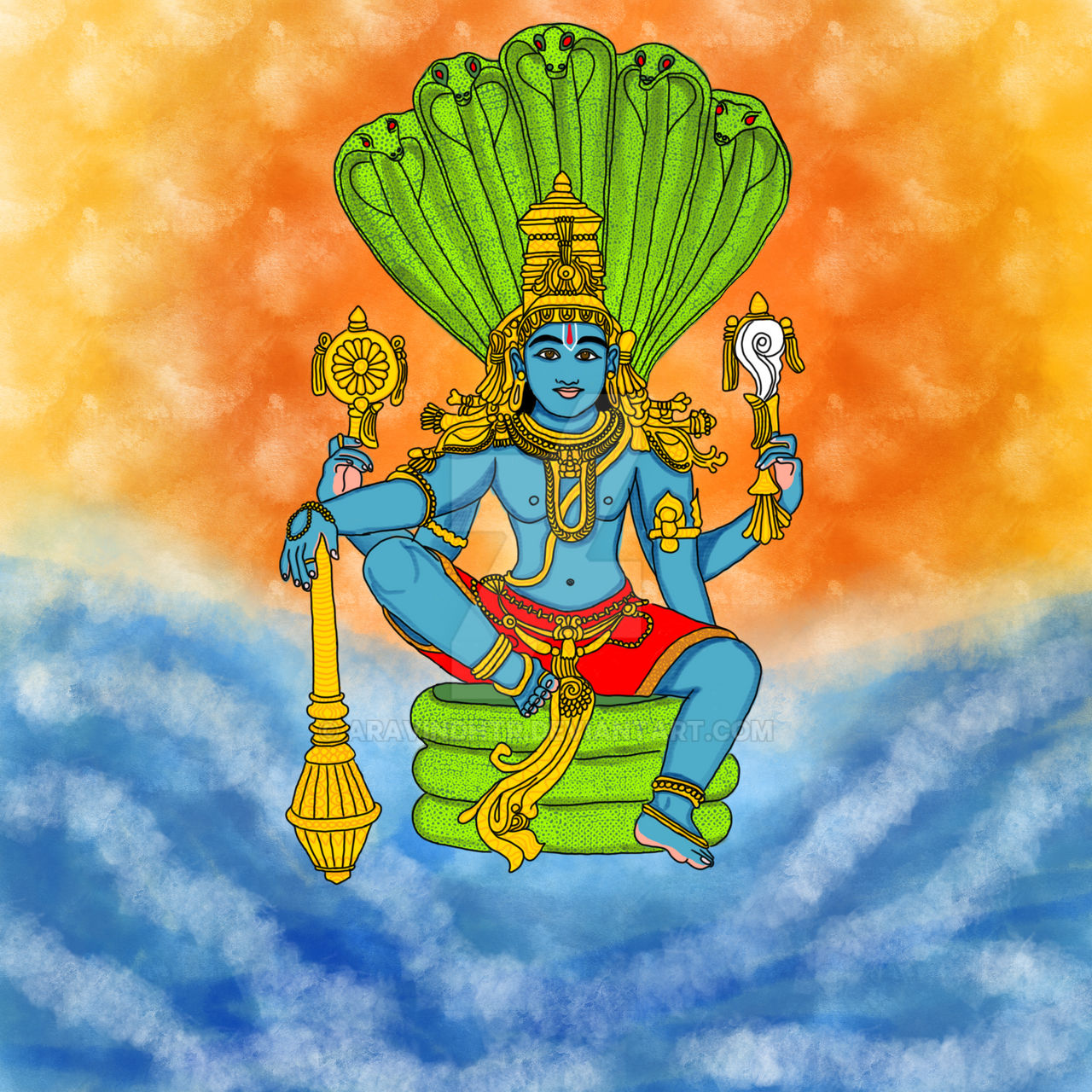 Lord Vishnu, the protector by aravindhtr on DeviantArt