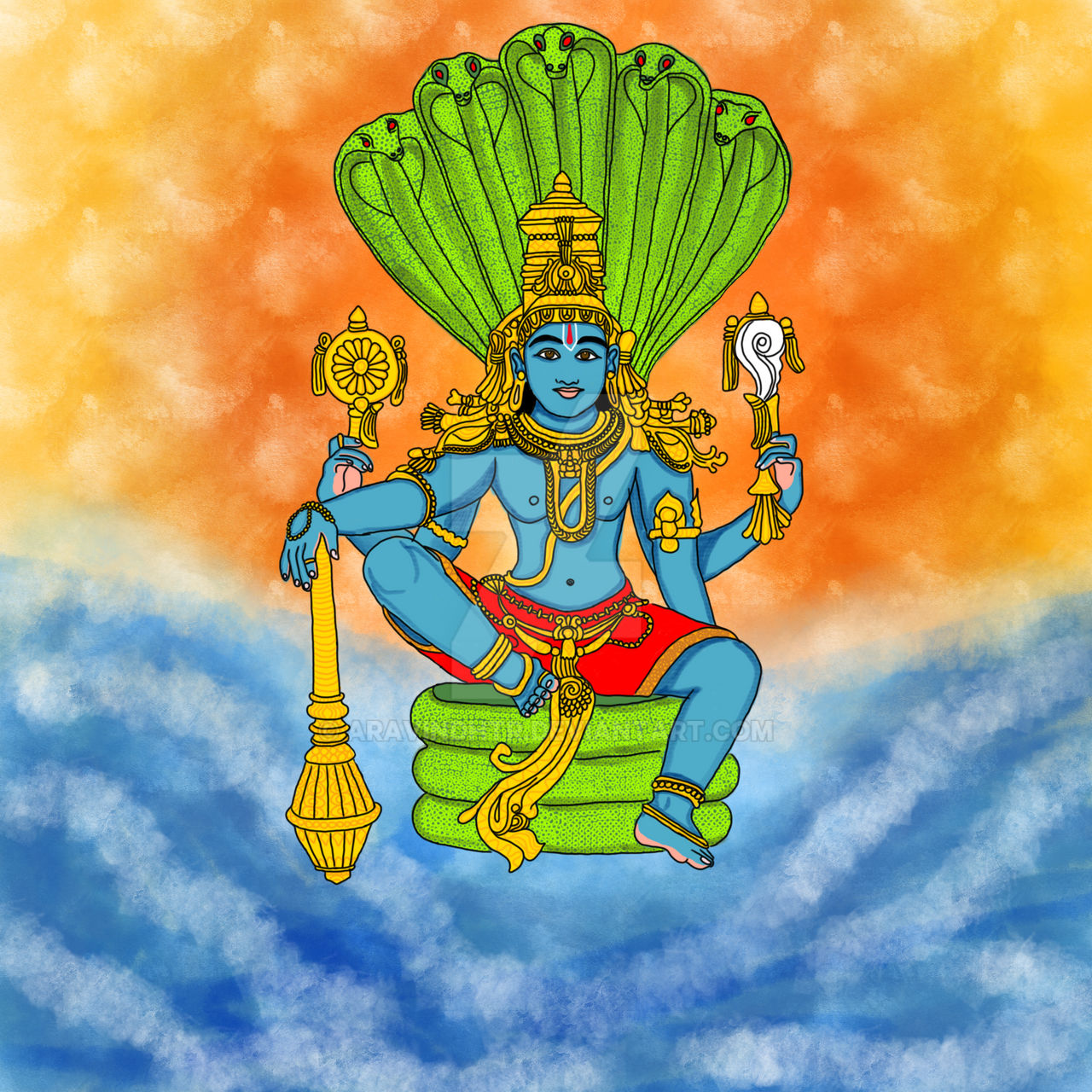 Lord Vishnu, the protector by aravindhtr on DeviantArt Lord Vishnu, the protector by aravindhtr on DeviantArt