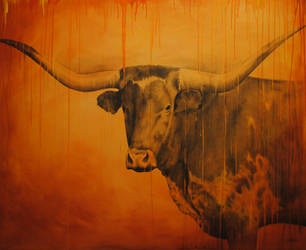 Longhorn in graphite by Gilbert Cantu