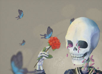 Skeleton hold a Rose 