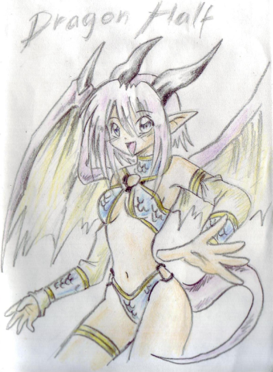 half human half dragon girl drawing