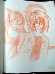 Red Pencil Sketch- If my Demon Had a Face