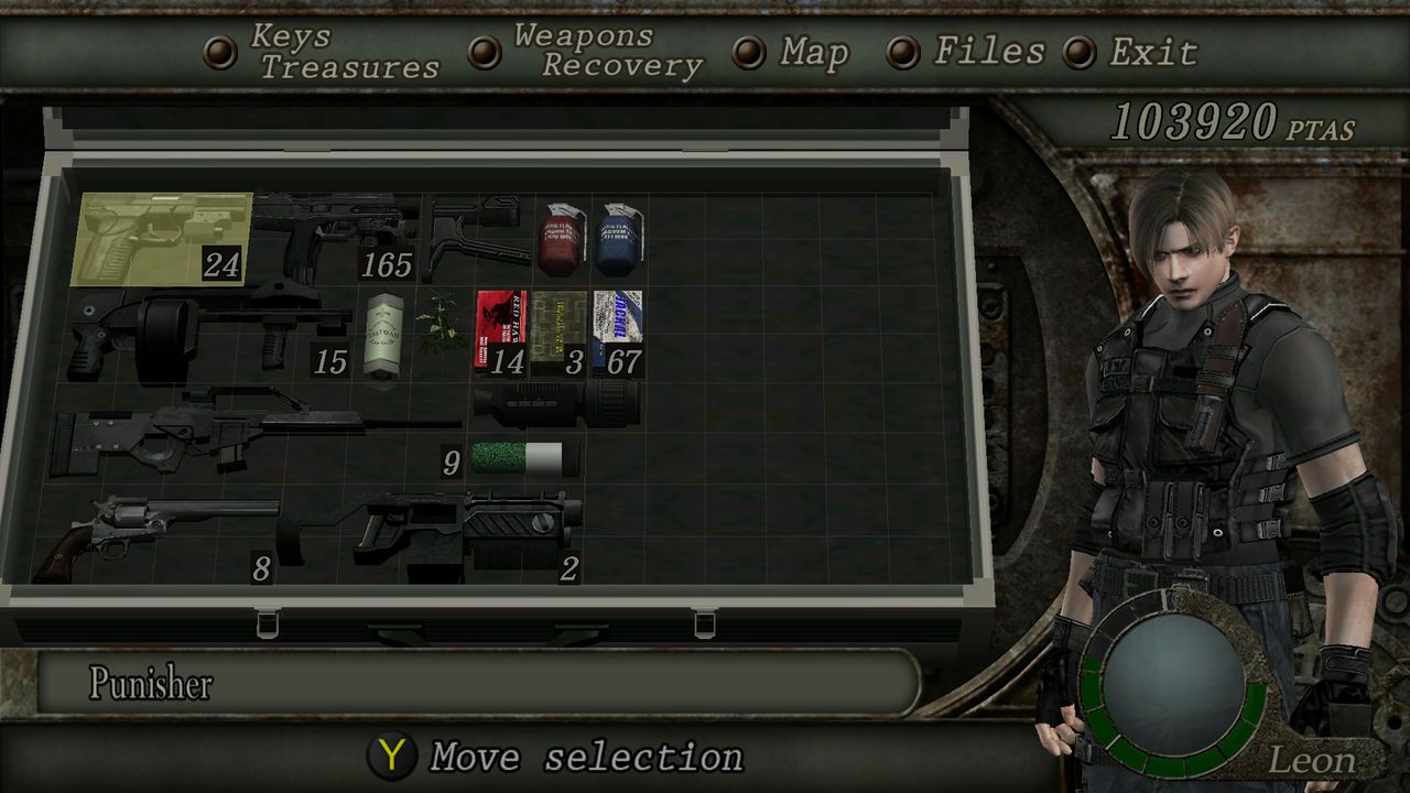 RE4 (2005) Leon Inventory Screen by Blitz0248 on DeviantArt