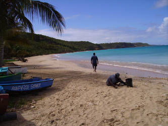 Two men on beach in anguilla