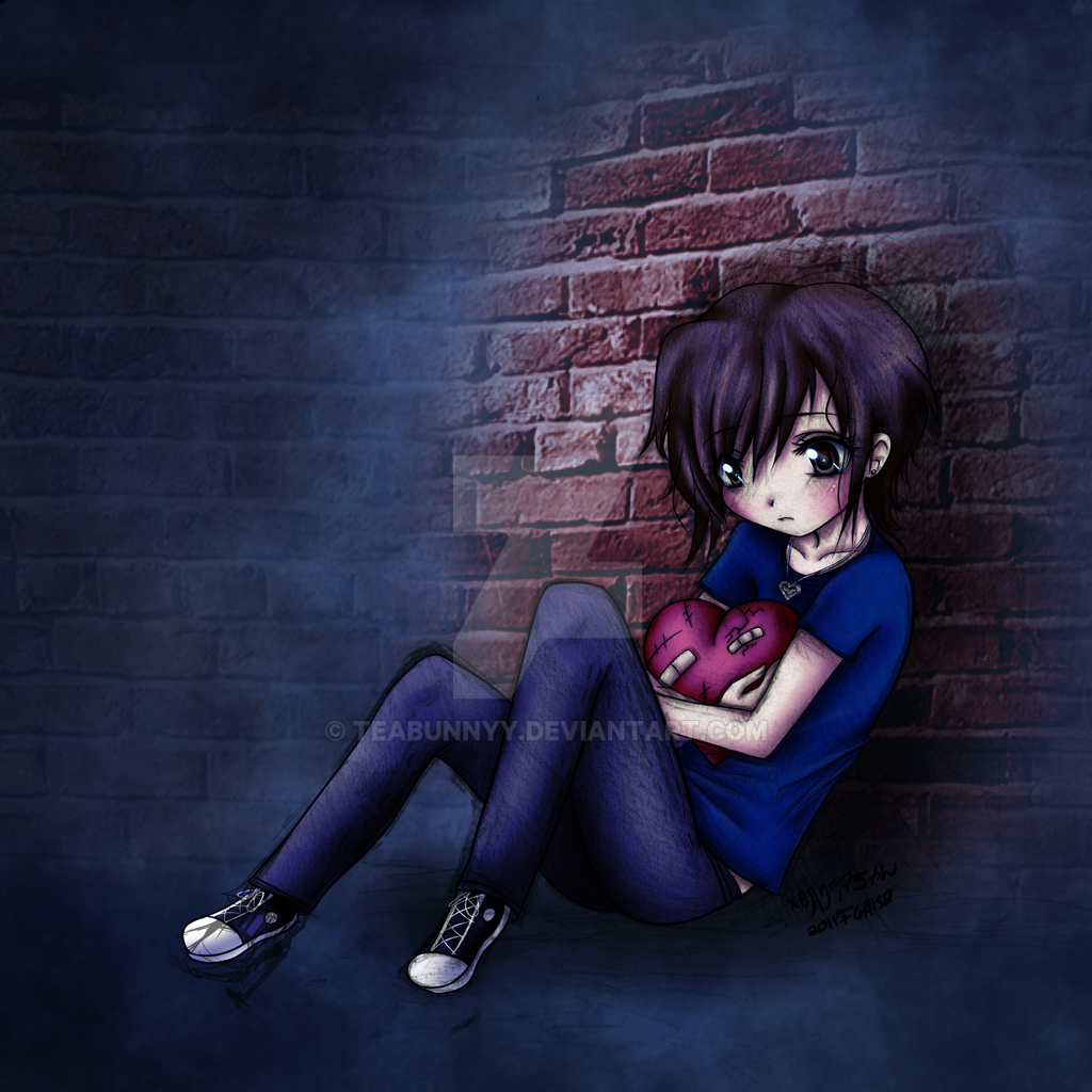 Broken hearted sad anime boy wallpaper. 