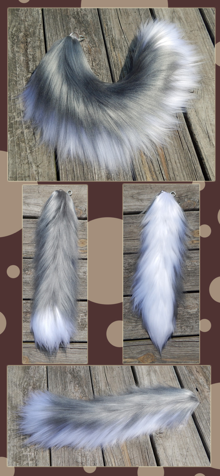 22 inch gray and white - Commission Yarn Tail