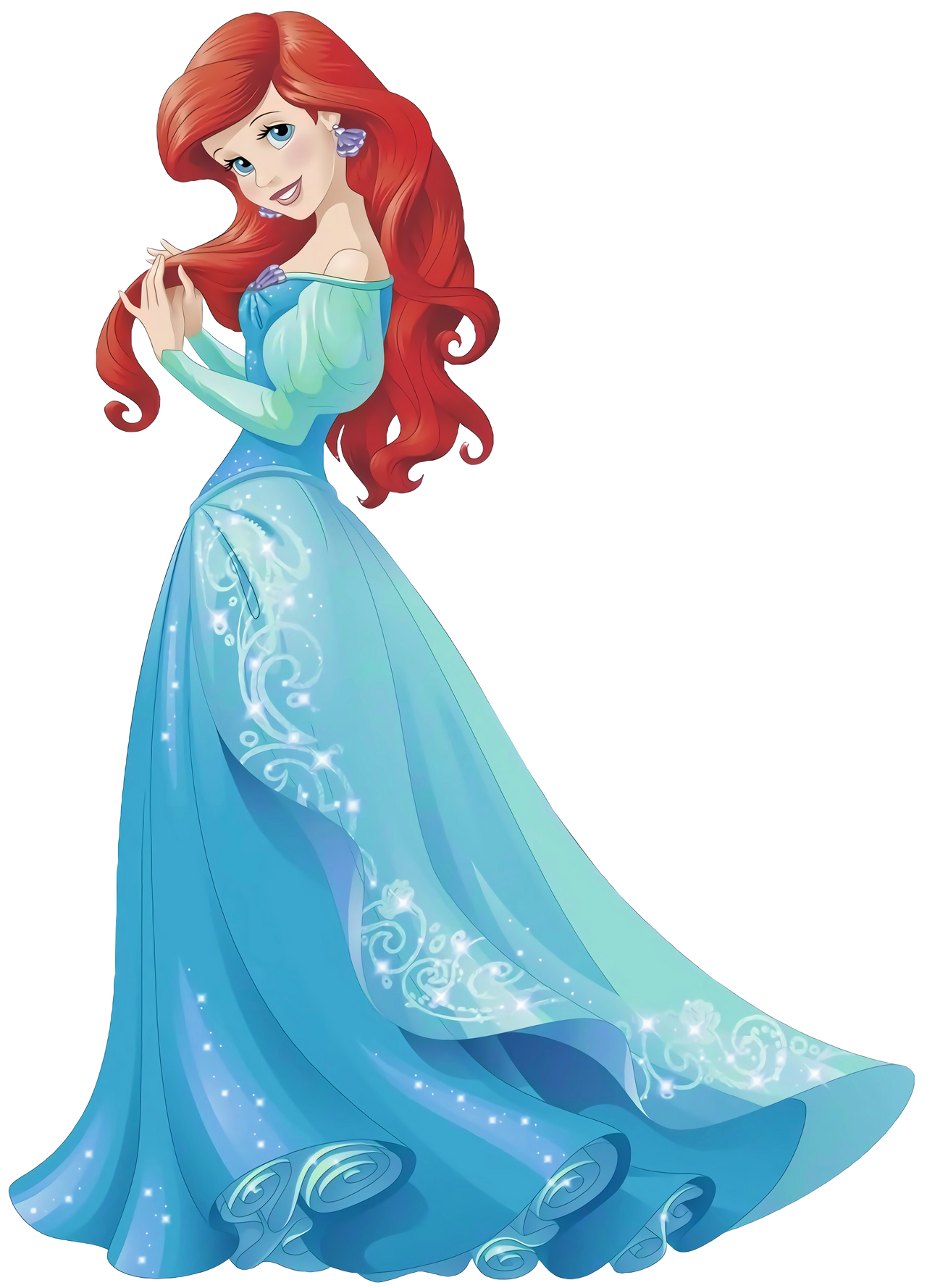 disney princess red hair blue dress Disney Princess Merida Brave Doll Teal Blue Gold Maxi Dress Long Red Hair 10.5"