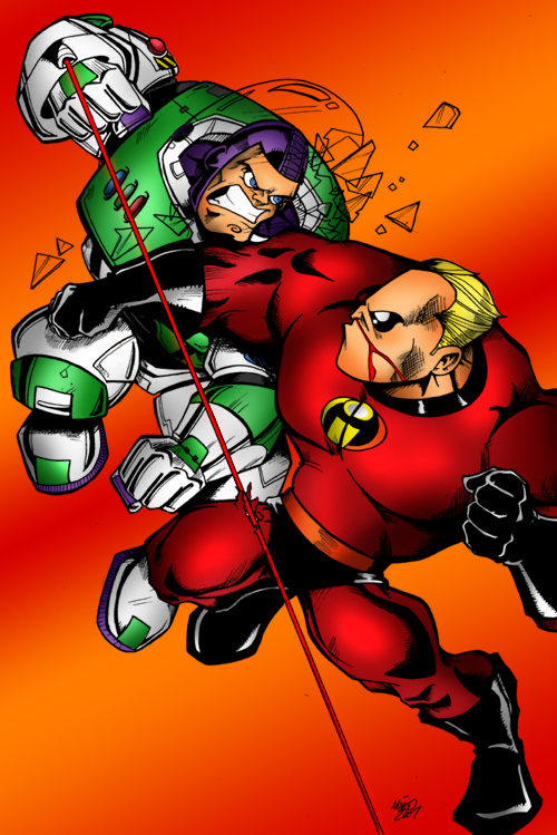 Buzz VS Mr Incredible Colored