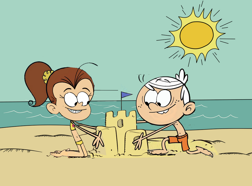 Luan-and-Lincoln-make-a-sand-castle by alexeggono on DeviantArt