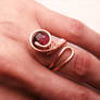 Wire Wrapped Adjustable Ring Copper and Quartzite