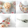 Vintage Silver Pink Brown Pearl Flower Necklace