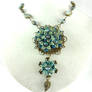 Winter Wonderland Vintage Blue Flower Necklace