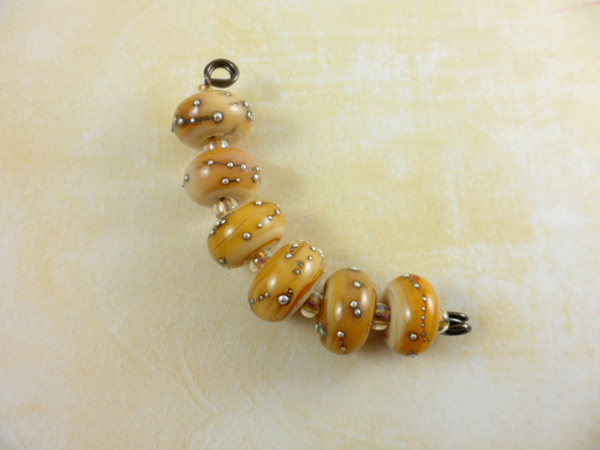 Silver Caramel Lampwork Beads Set SRA