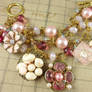 Pink Vintage Chunky Charm Gold Plated Bracelet