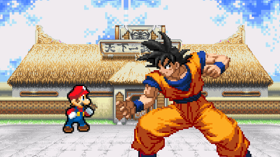 Mario vs Goku sprite by Zelrom on DeviantArt
