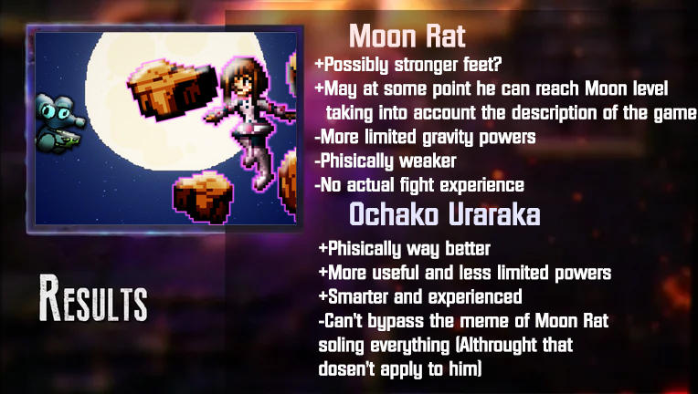 Moon Rat vs Ochako Uraraka result screen by Zelrom on DeviantArt