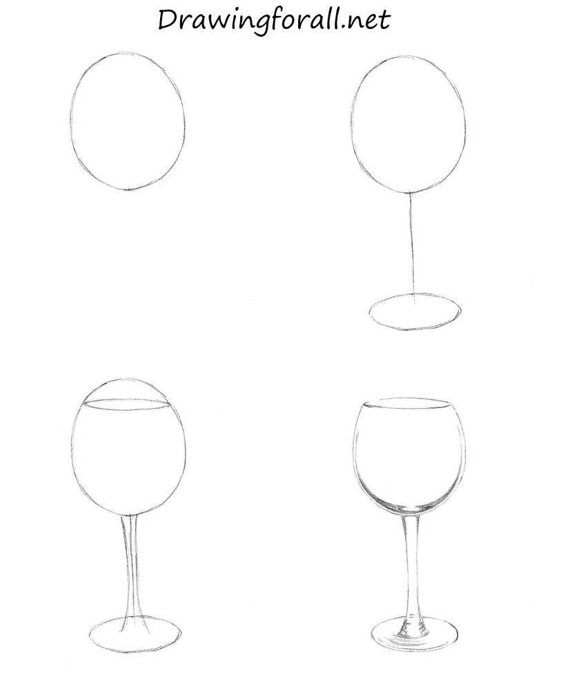 Wine Glass Drawing - How To Draw A Wine Glass Step By Step