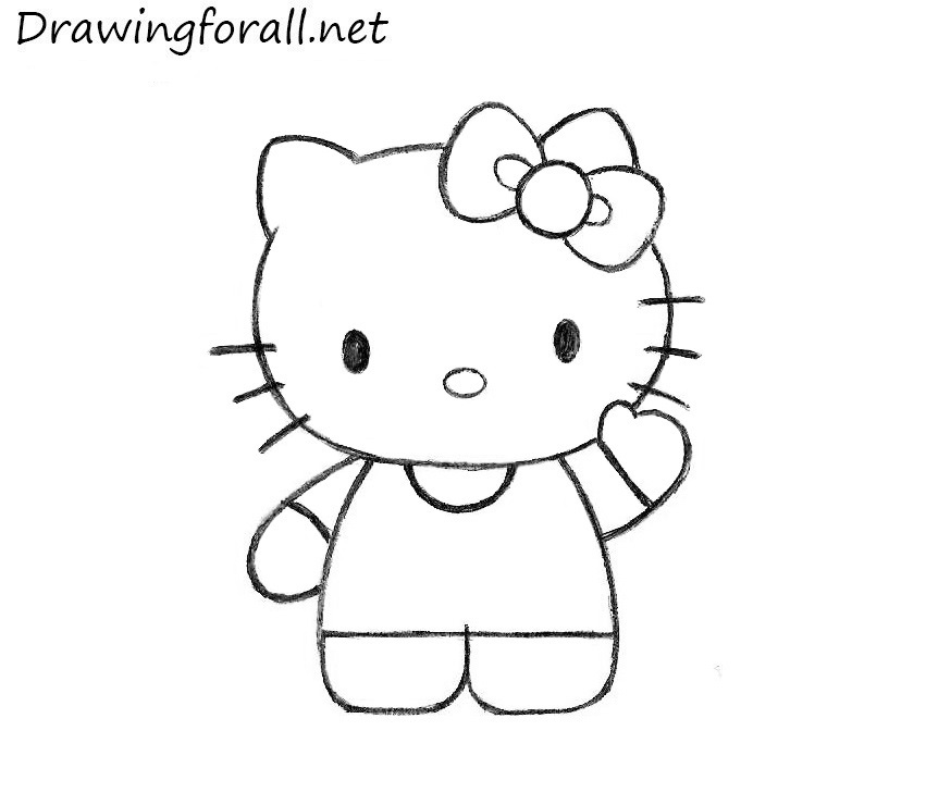 Step By Step Hello Kitty Drawing For Kids, Tutorial, by Drawing For Kids