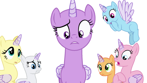 MLP main cast looking frightened Base
