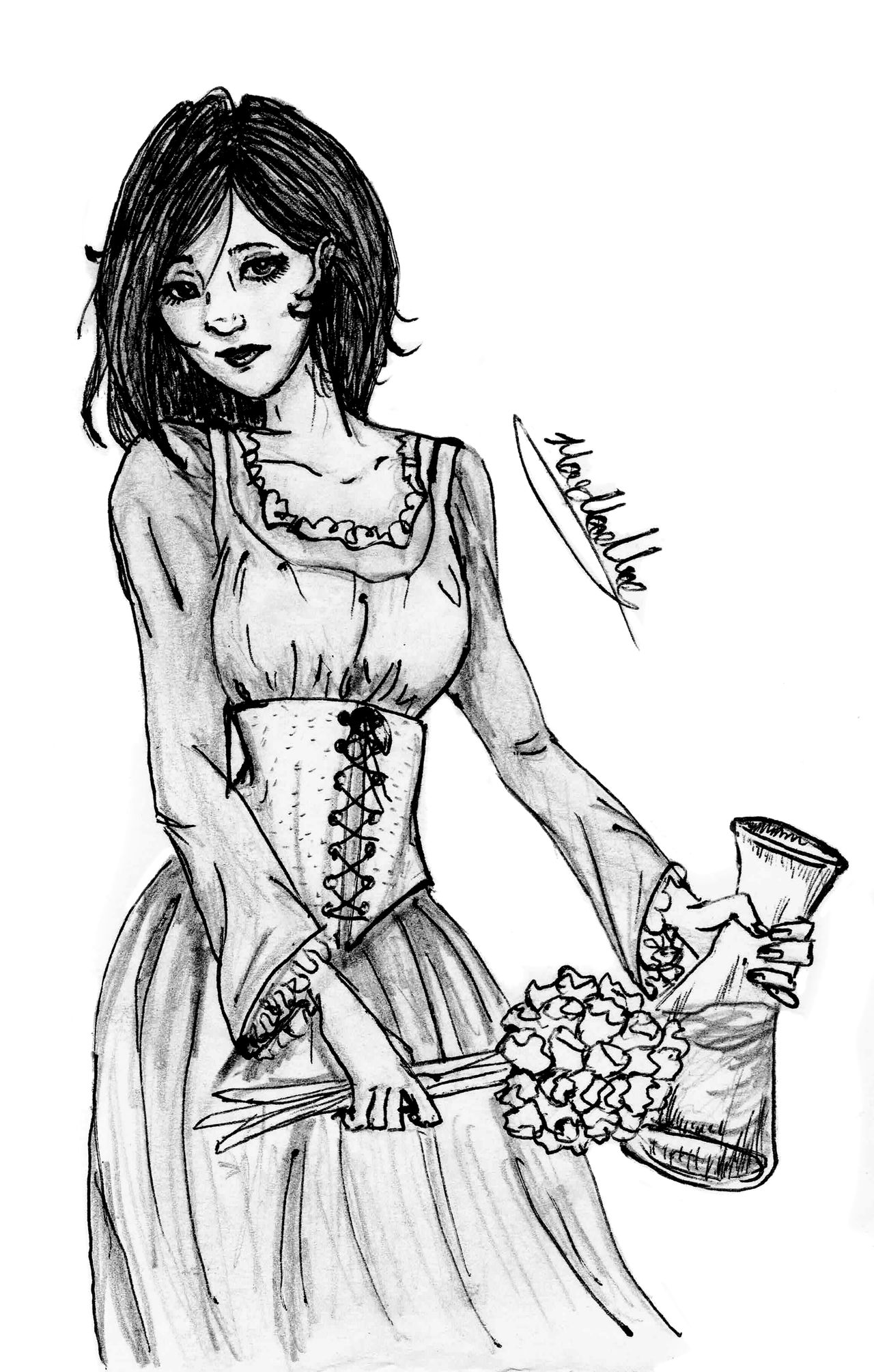 Putting the flowers on the pot