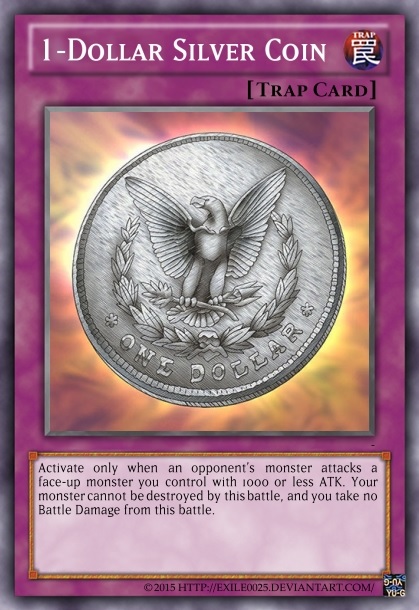 1 dollar yugioh cards YU-GI-OH! - One for One (SDBE-EN027) - Structure Deck: Saga of Blue-Eyes White Dragon - 1st Edition 1-Dollar Silver Coin by exile0025