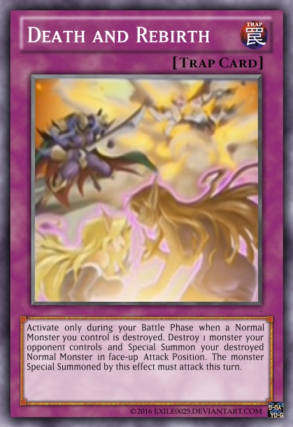 yugioh rebirth card BACH-EN077 - Monster - Common If the equipped monster is destroyed by battle and sent to the Graveyard Spell Rebirth | Yu-Gi-Oh Card