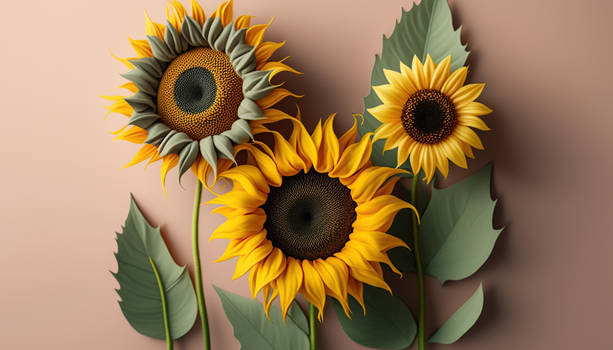 Sunflowers on a pastel background Copy space Top v