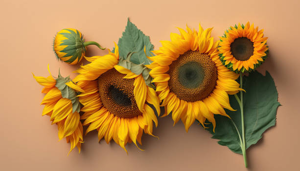 Sunflowers on a pastel background Copy space Top v