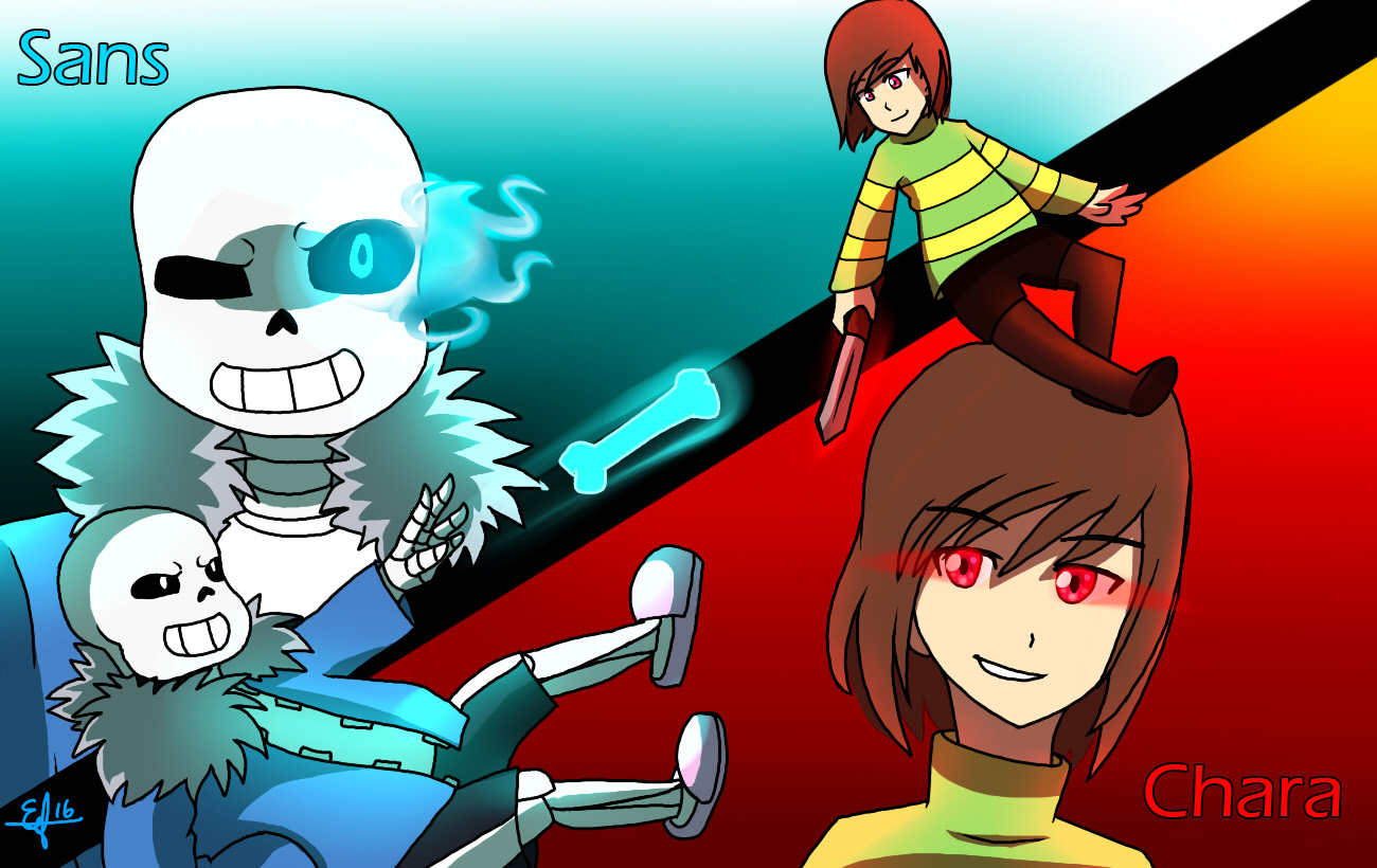 Undertale Санс против Фриск и чары