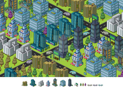 Stock Image: Pixel City Remix